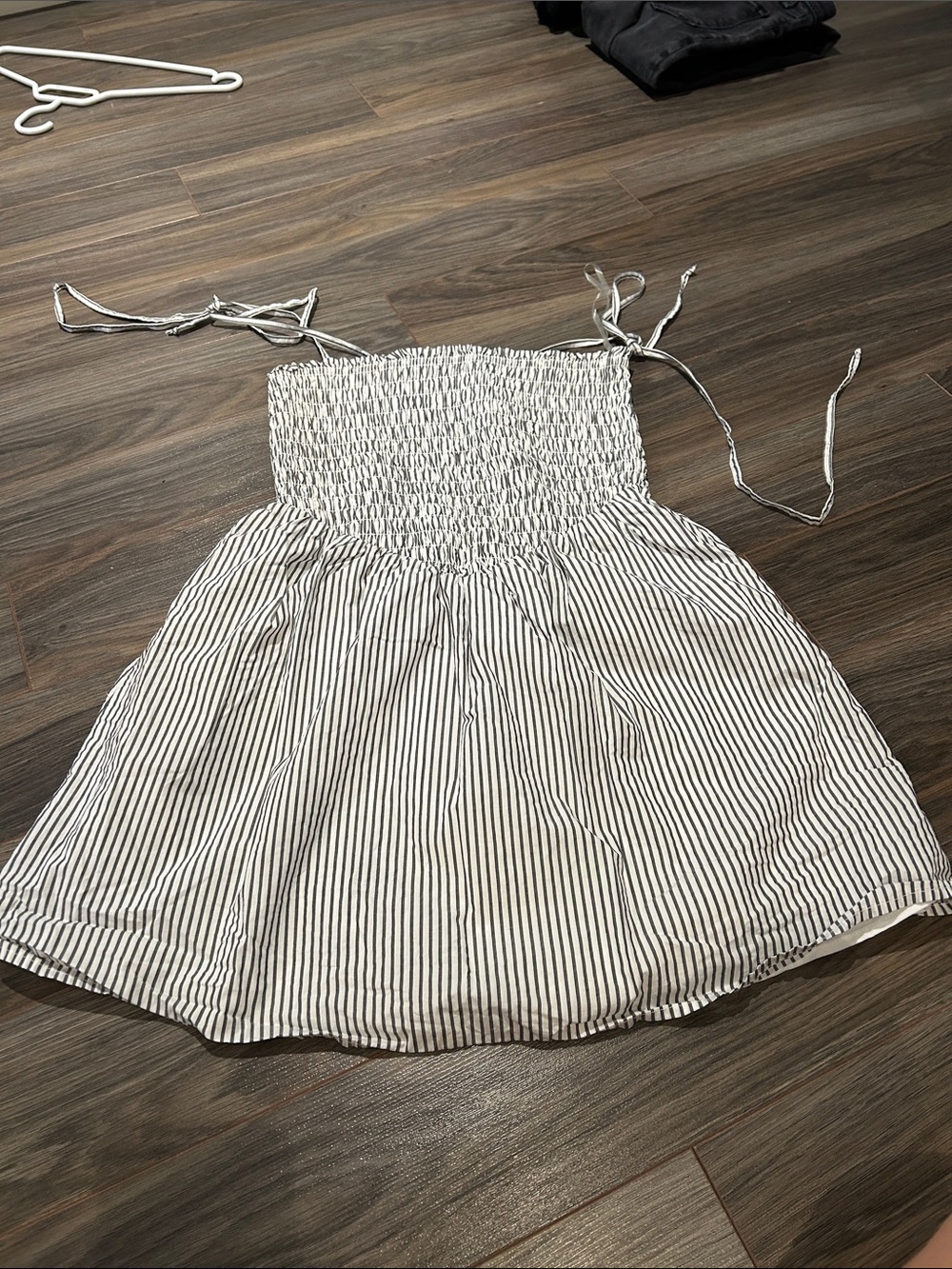 Women’s' Striped Smocked Sundress - White and Black